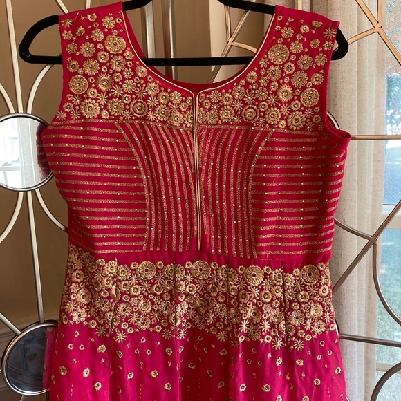 Indian Designer Hot Pink Georgette Anarkali Suit - Picture 6 of 12